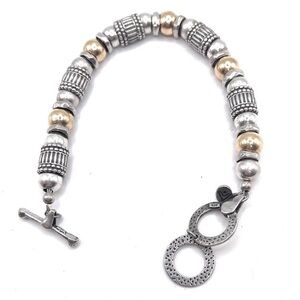 Vintage Silpada Sterling Silver 14k Gold Filled Toggle Clasp Bracelet B1223